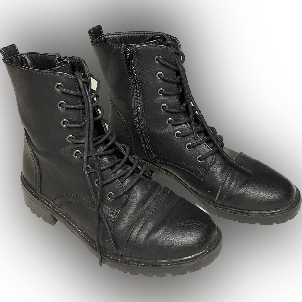black combat boots